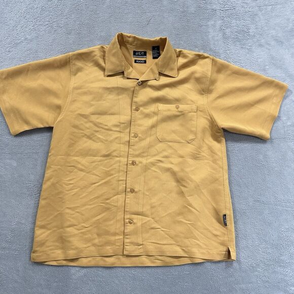 J / E / T STRTWR Button Shirt Short Sleeve Men Medium Peached Yellow - Picture 1 of 6